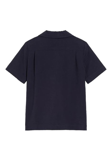 Camicia a Maniche Corte Blu Con Ricamo DOLCE & GABBANA KIDS | L44S44-FR51FB0387